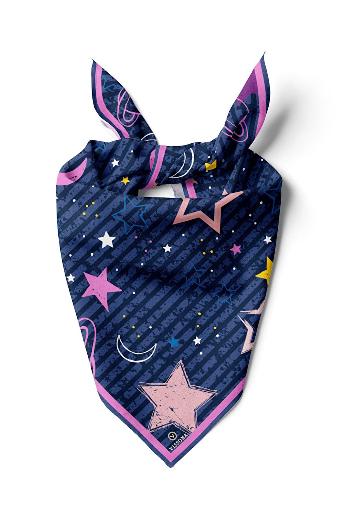Vissona Yıldız Desenli İpek Bandana