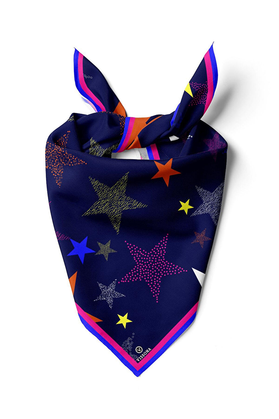 Vissona Geometrik Desenli İpek Bandana