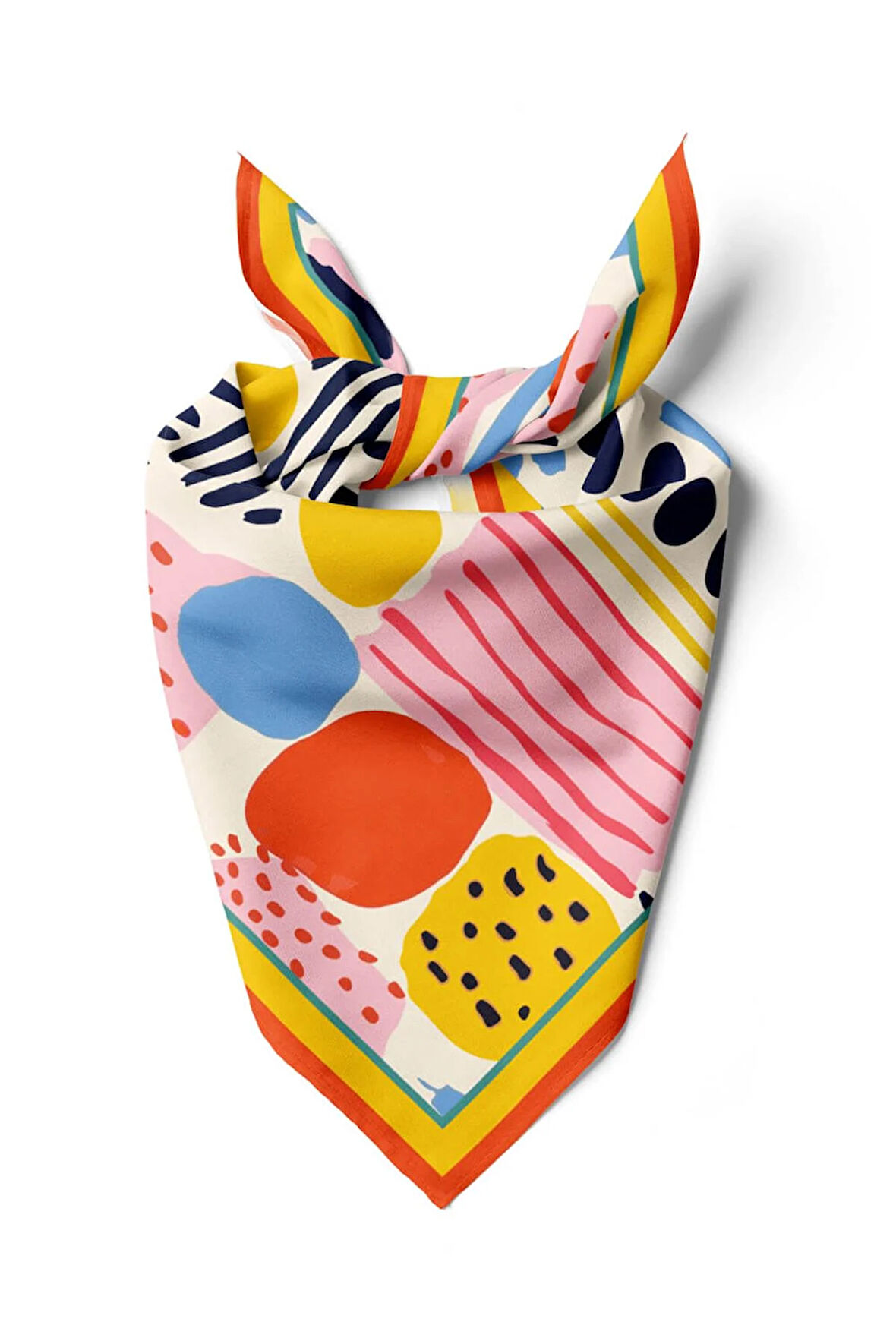 Vissona Geometrik Desenli İpek Bandana