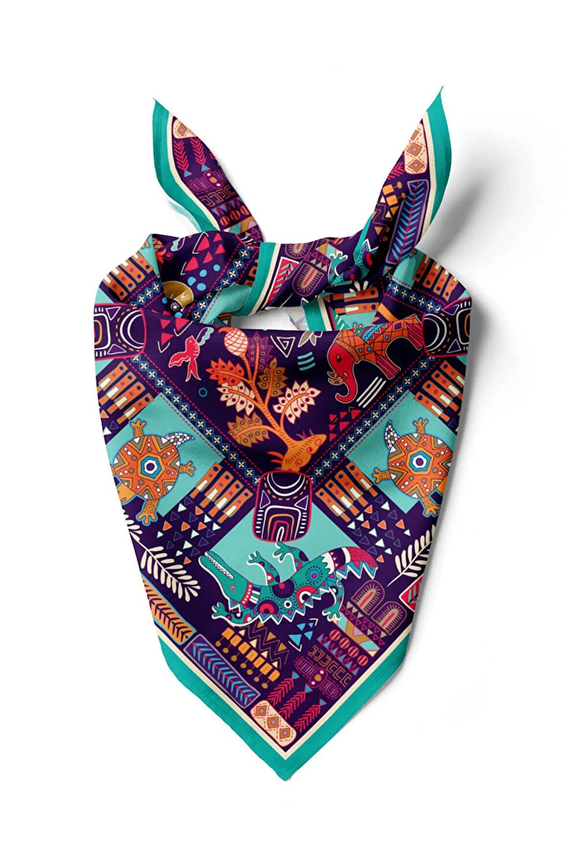 Vissona Etnik Desenli İpek Kadın Bandana