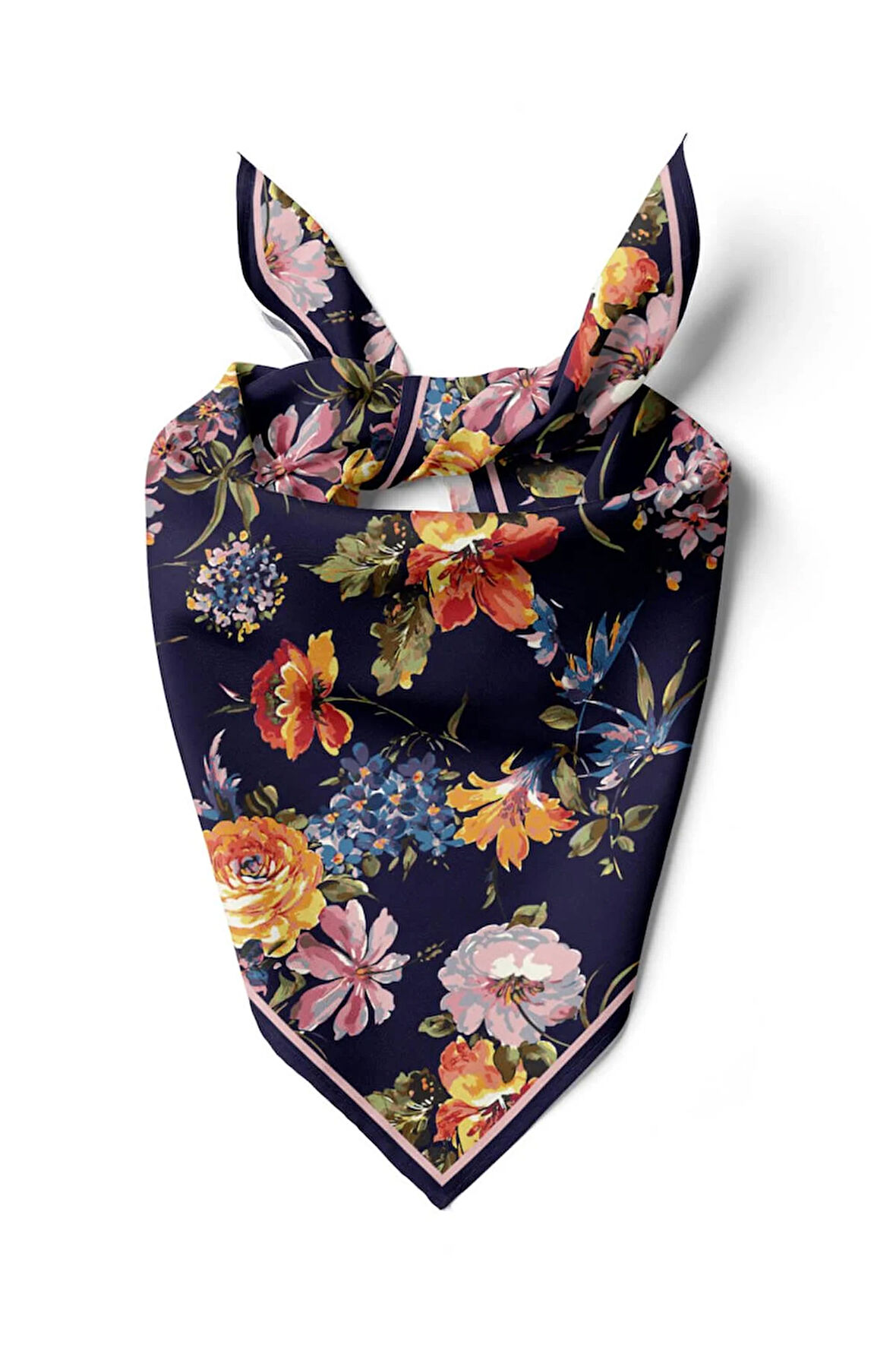 Vissona Çiçek Desenli İpek Bandana