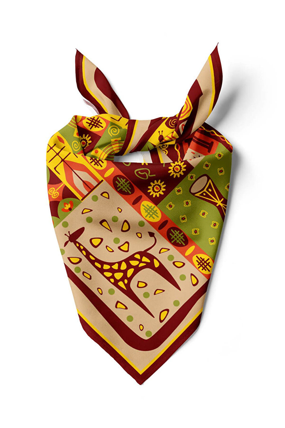 Vissona Geometrik Desenli İpek Bandana