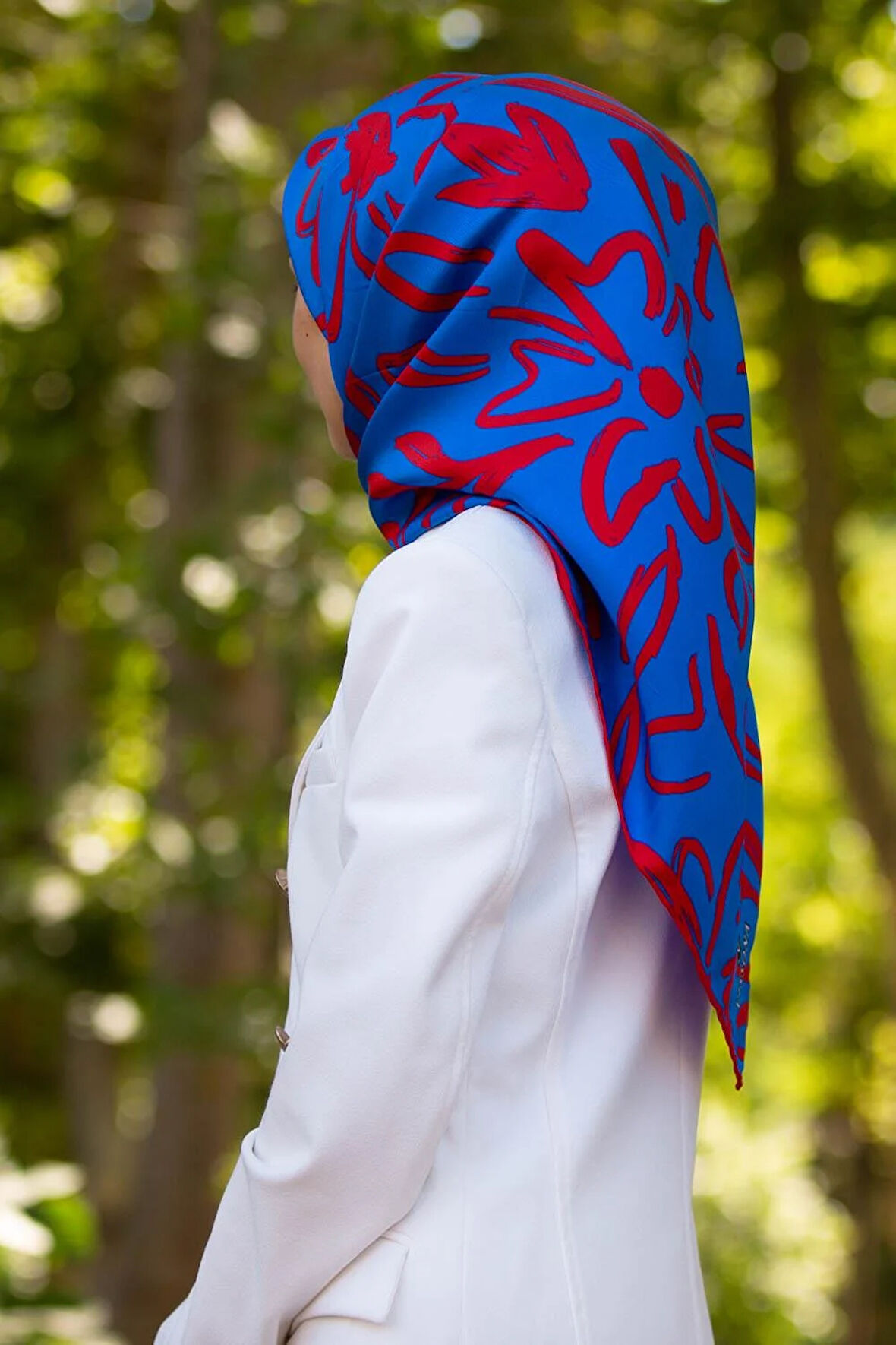 Vissona Tivil İpek Eşarp 60337-0032-0017 Mavi Karışık Desen