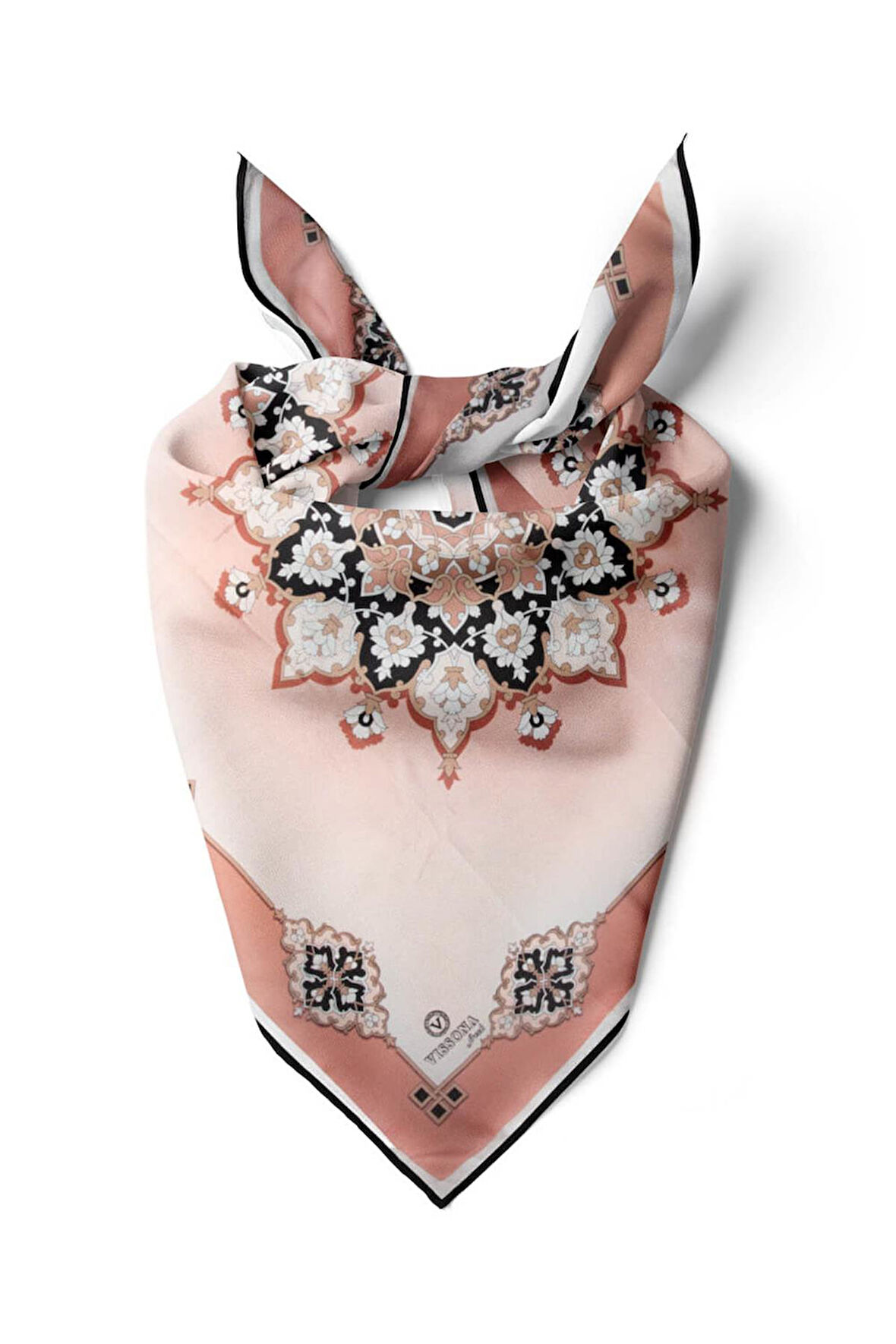 %100 İpek Kadın Desenli Bandana 80x80