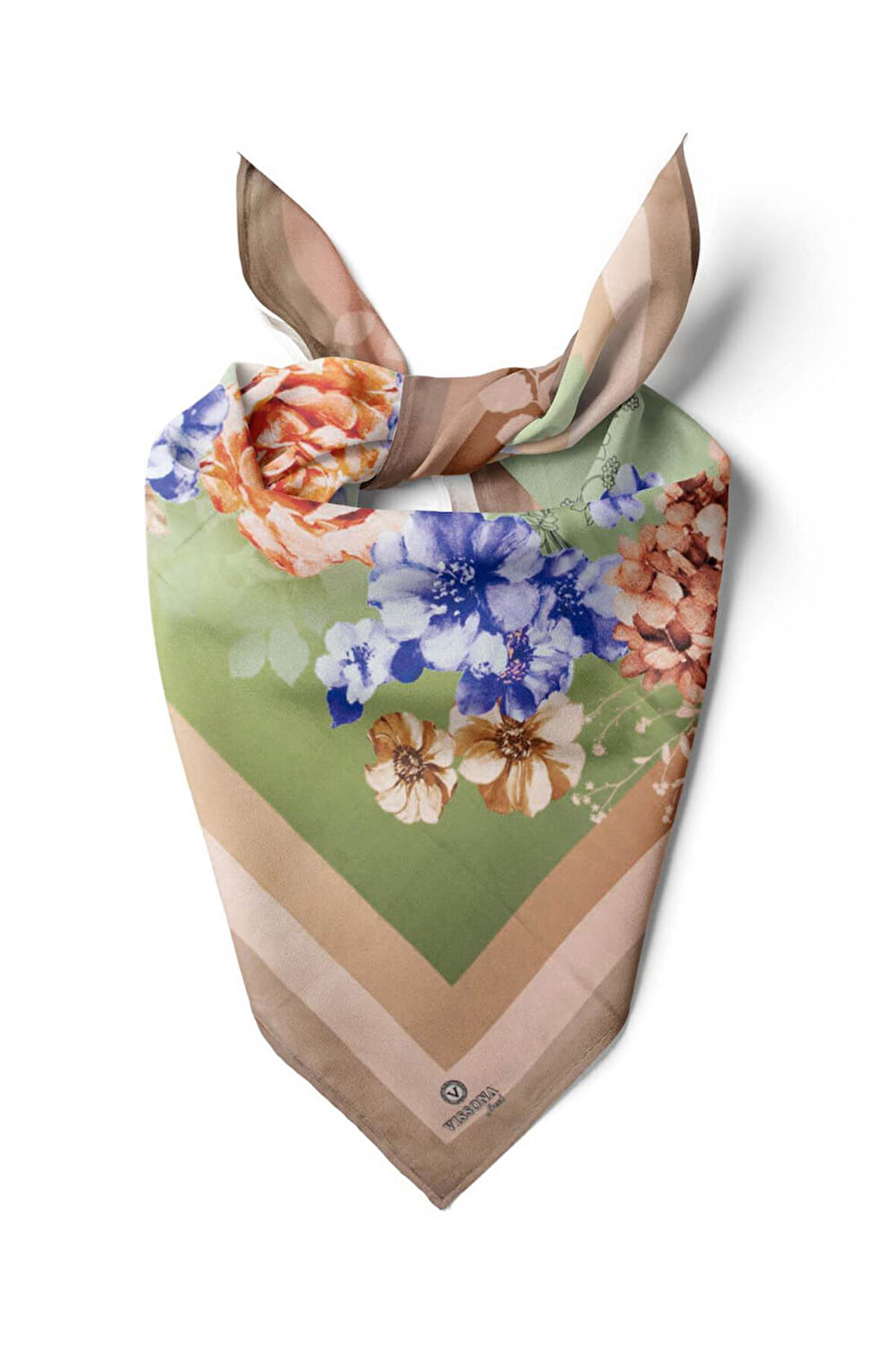 %100 İpek Kadın Desenli Bandana 80x80