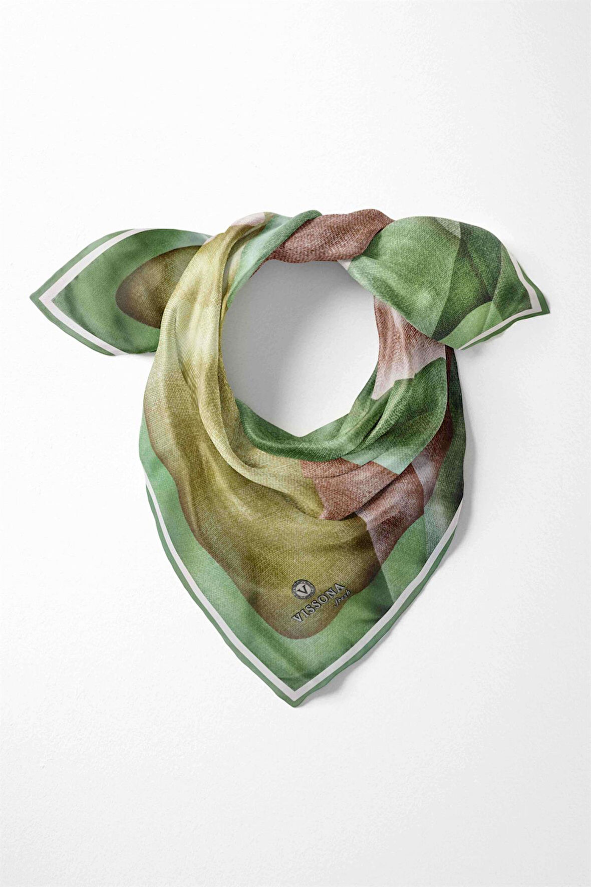 %100 İpek Kadın Desenli Bandana 80x80