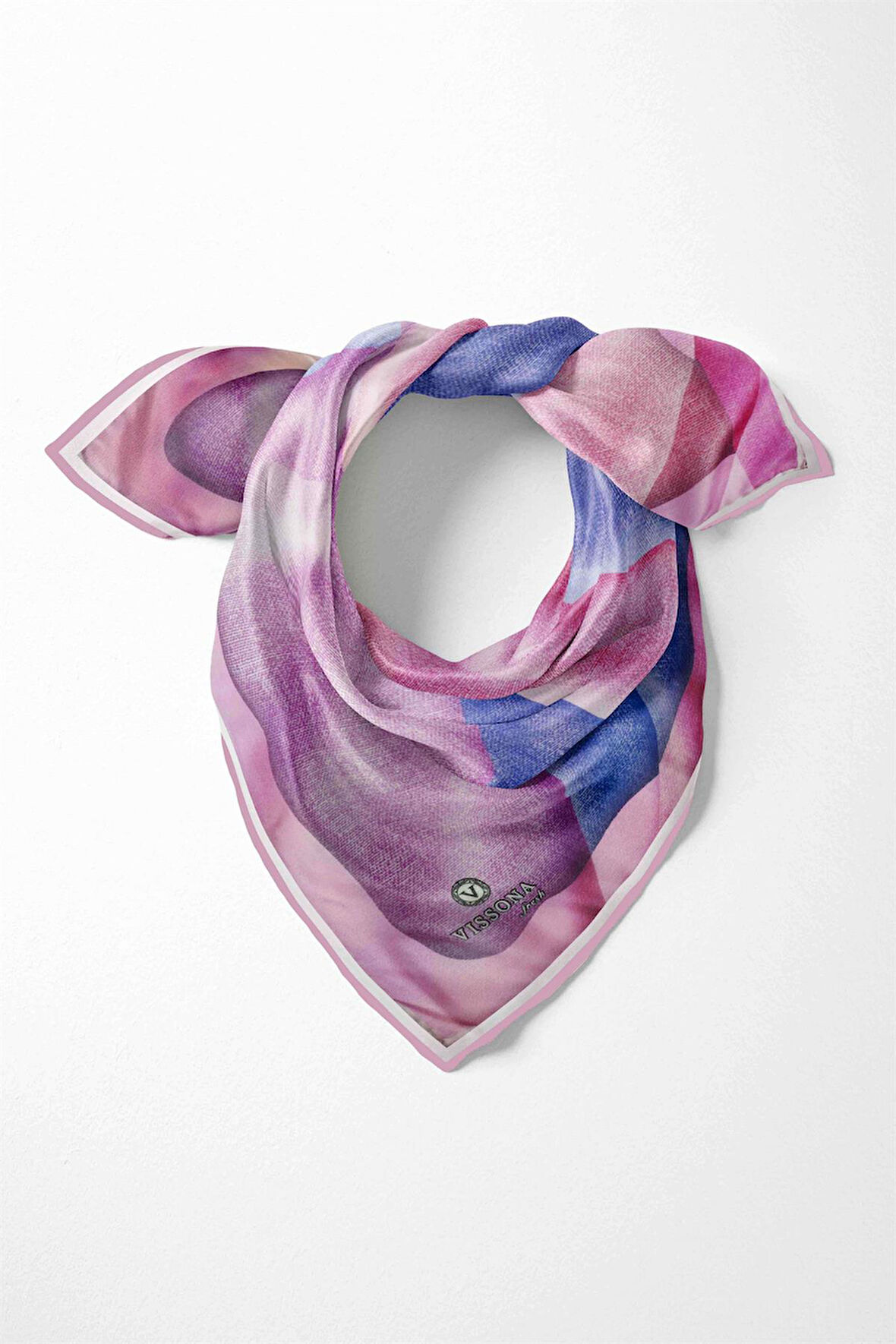 %100 İpek Kadın Desenli Bandana 80x80