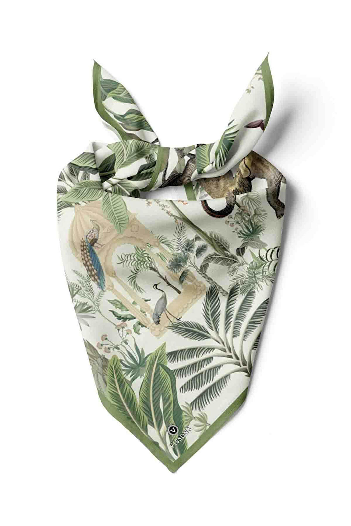 %100 İPEK FİL DESENLİ KADIN BANDANA 50X50