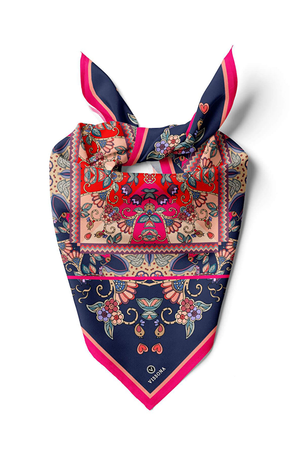 %100 İpek Etnik Desenli Kadın Bandana