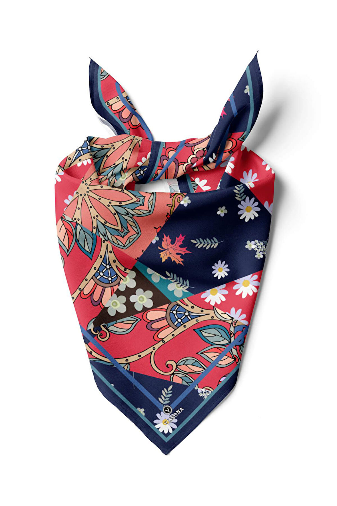 %100 İpek Karışık Desenli Kadın Bandana