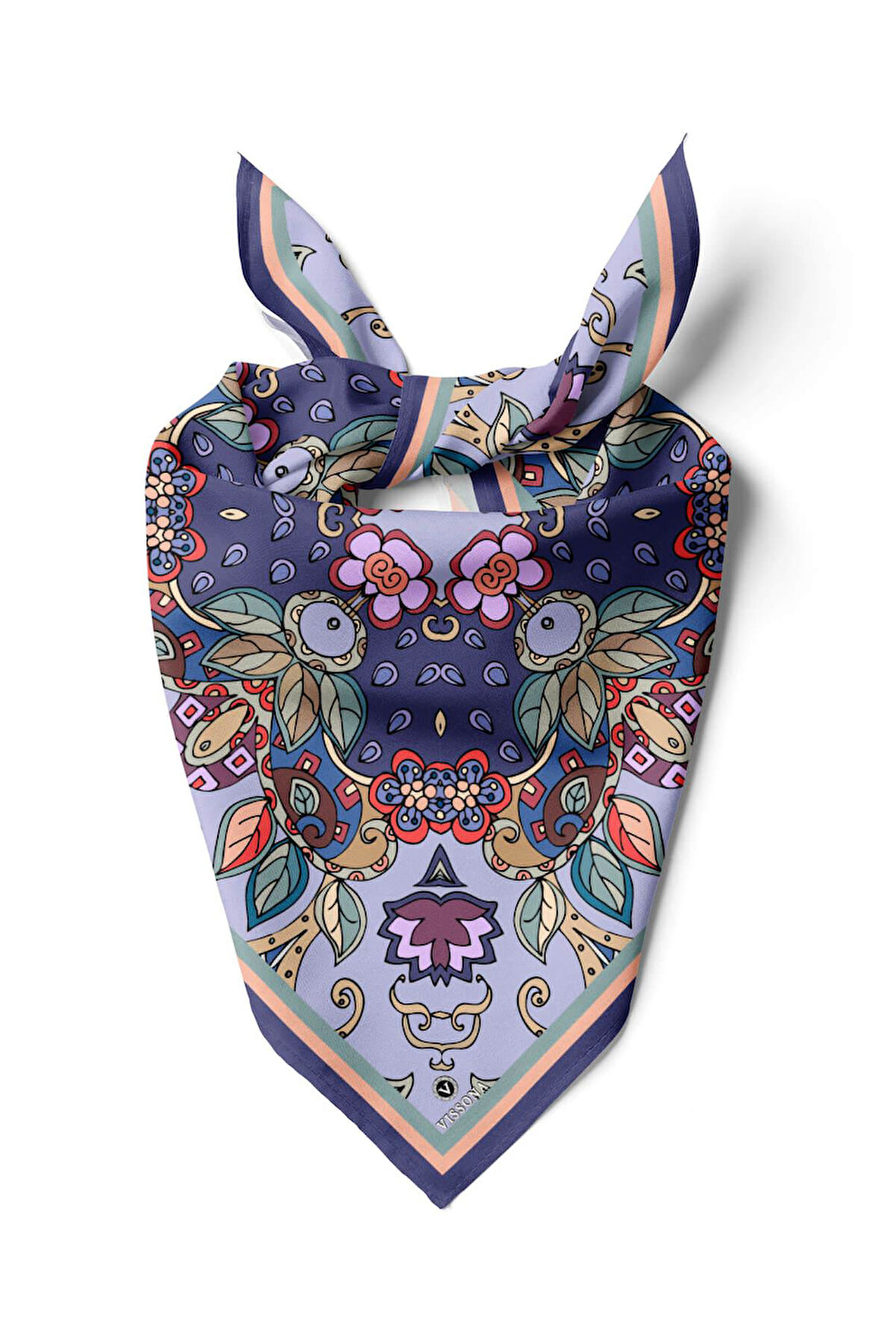 %100 İpek Etnik Desenli Kadın Bandana