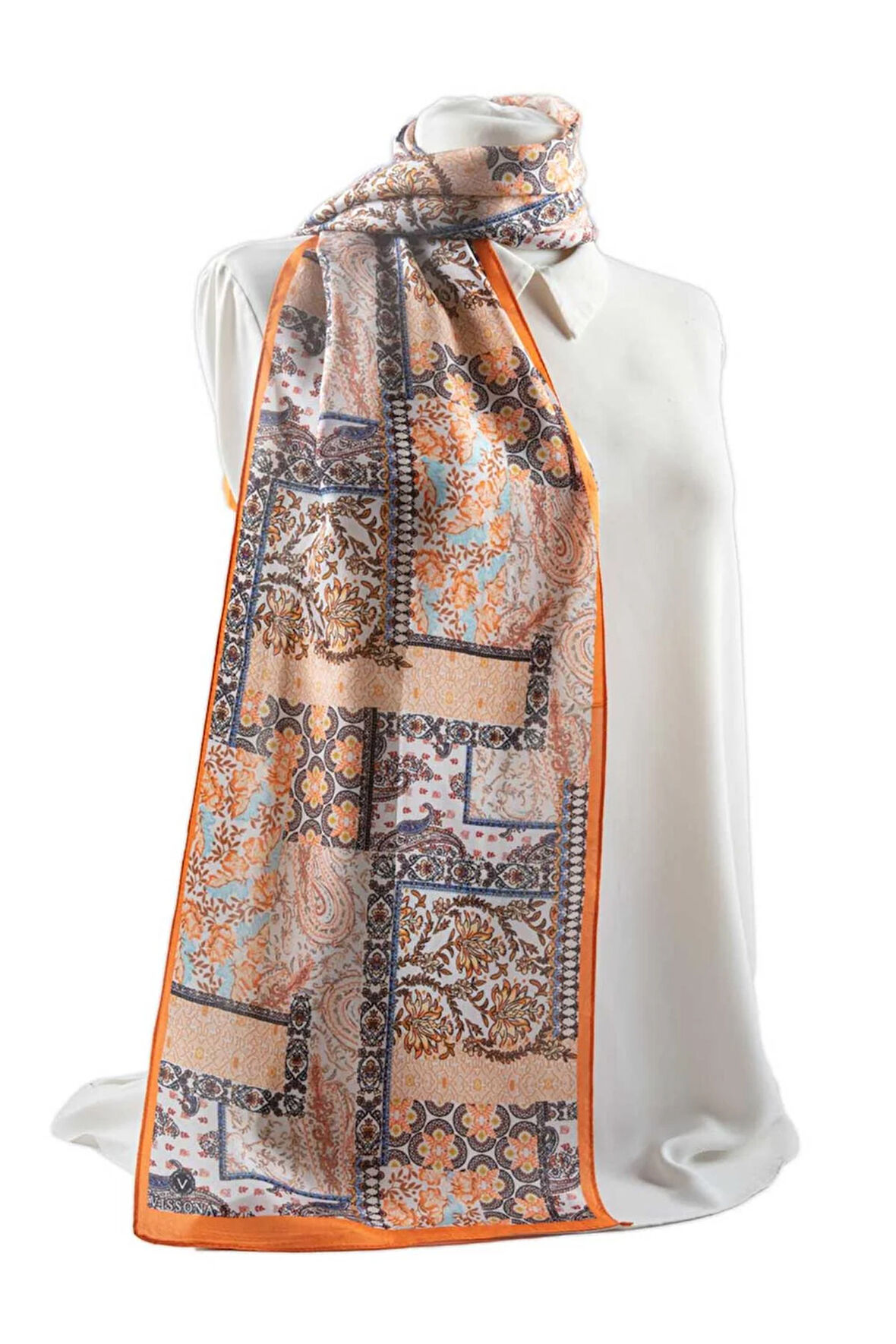 I65 %100 İpek Etnik Desenli Kadın Fular