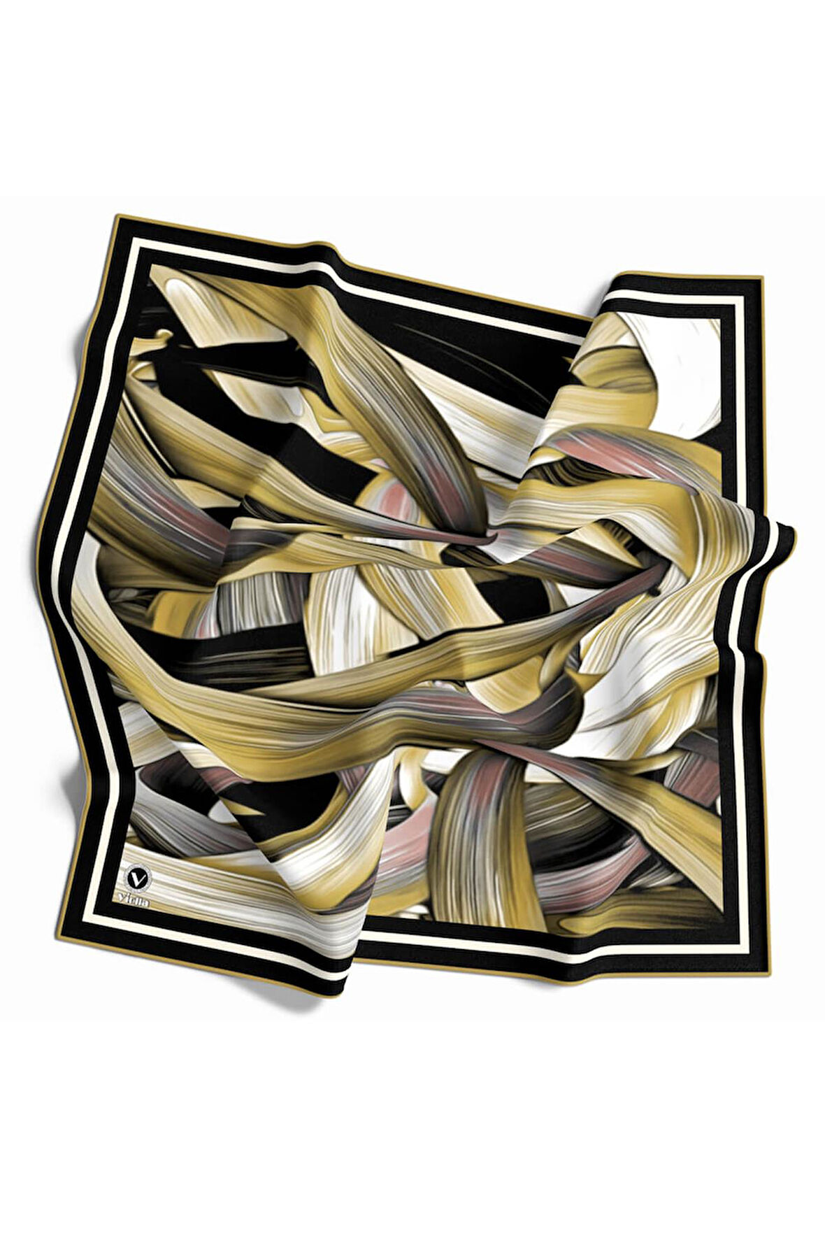 Twill Kare Desenli Bej Renkli 90x90 Dikim Şekli : El Dikişi Eşarp (İpek İçermez)