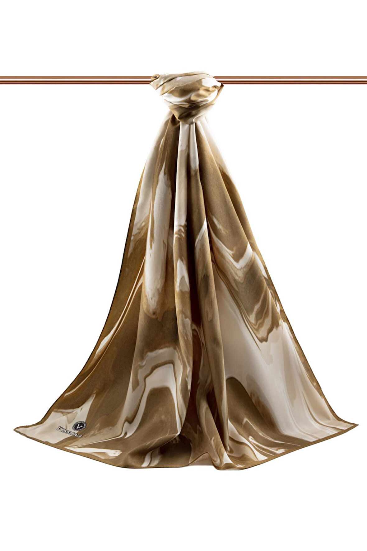 LÜKS MEDİNE EBRU DESENLİ HARDAL RENKLİ 75X195 KIRIŞMAZ ŞAL MOSS KREP DİKİŞ TİPİ İTALYAN DİKİŞLİ