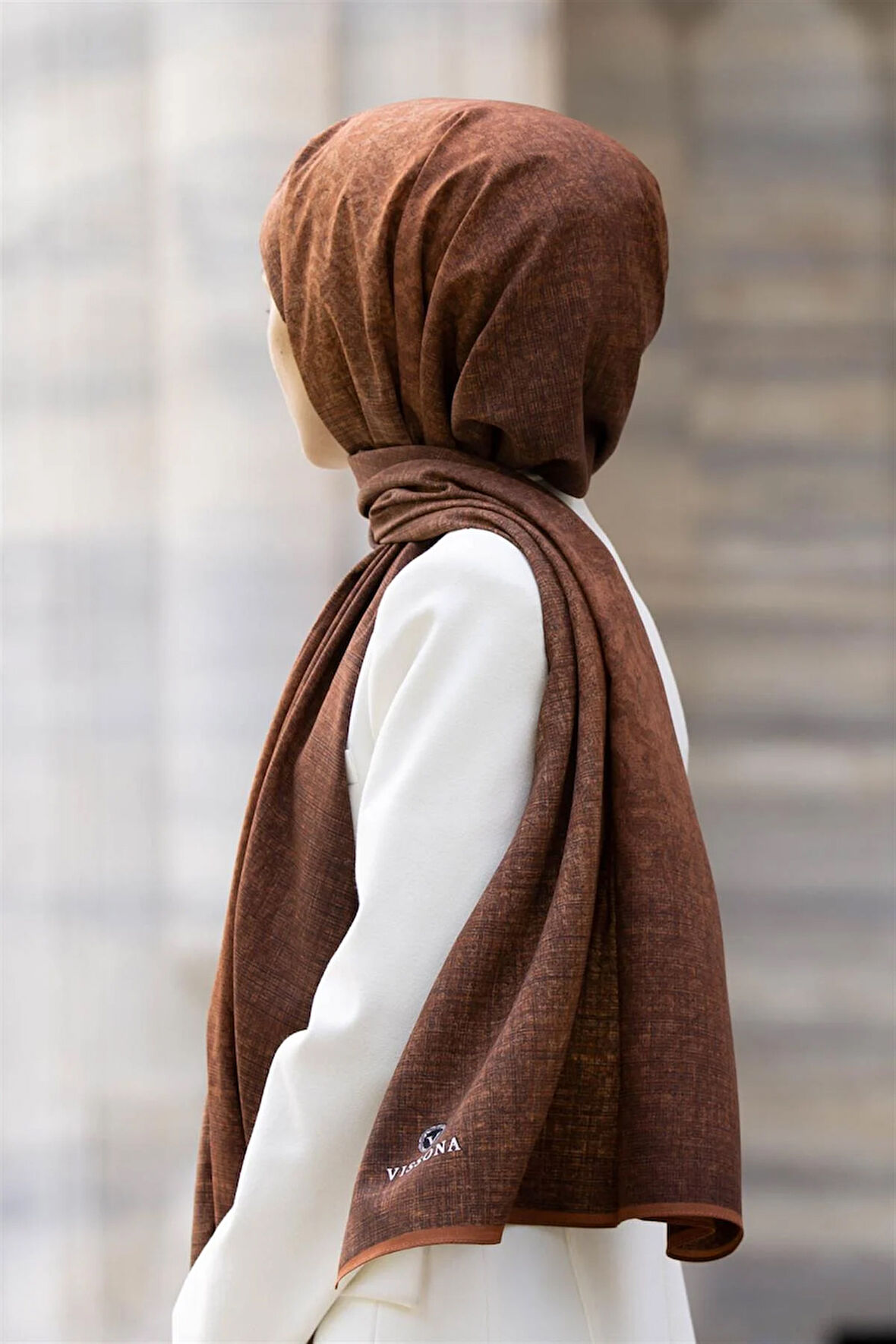 LÜKS MEDİNE İPEĞİ DOKU DESENLİ BAKIR RENKLİ 75X195 KIRIŞMAZ ŞAL MOSS KREP DİKİŞ TİPİ İTALYAN DİKİŞLİ