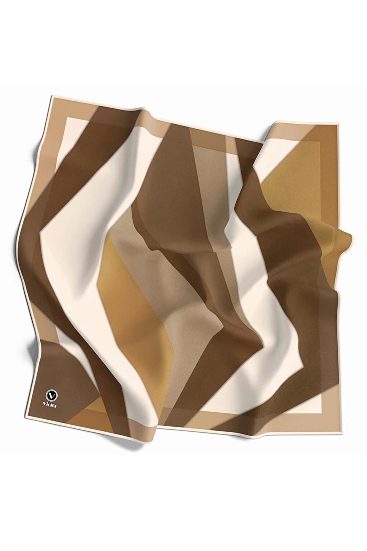 Twill Geometrik Desenli Vizon Renkli 90x90 Eşarp (İpek İçermez) Dikim Şekli : El Dikişi