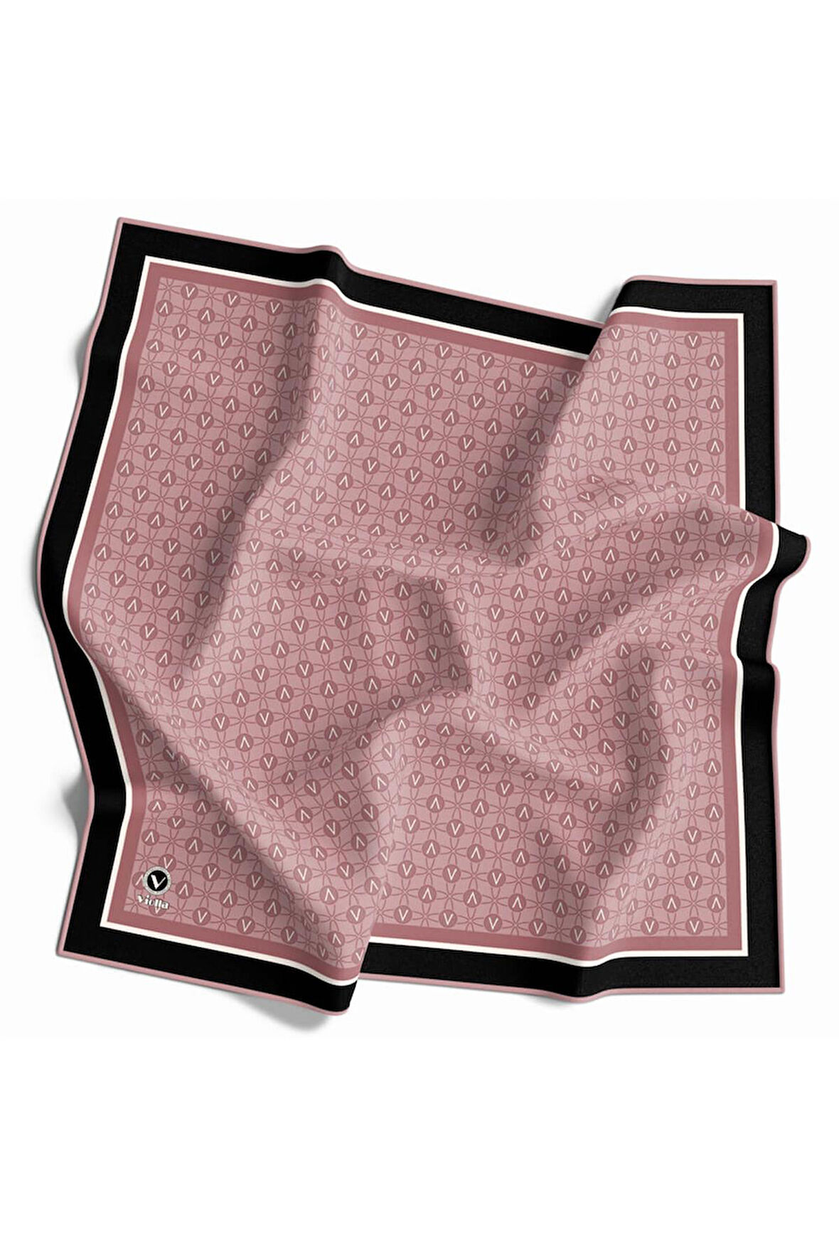 Twill V Desenli Pudra Renkli 90x90 Eşarp (İpek İçermez) Dikim Şekli : El Dikişi