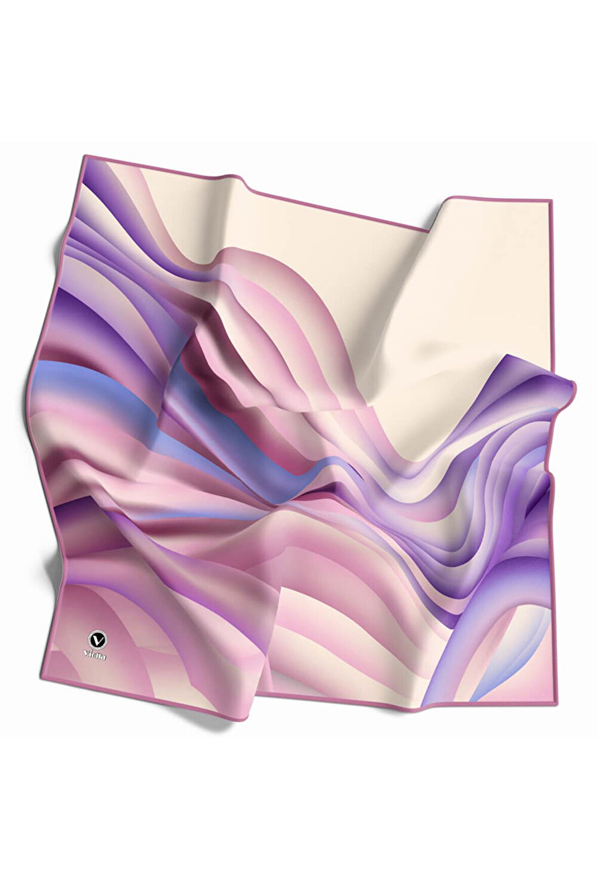 Kristal Geometrik Desenli Pembe Renkli 90x90 Eşarp (İpek İçermez) Kenar Dikiş Şekli El Dikişli