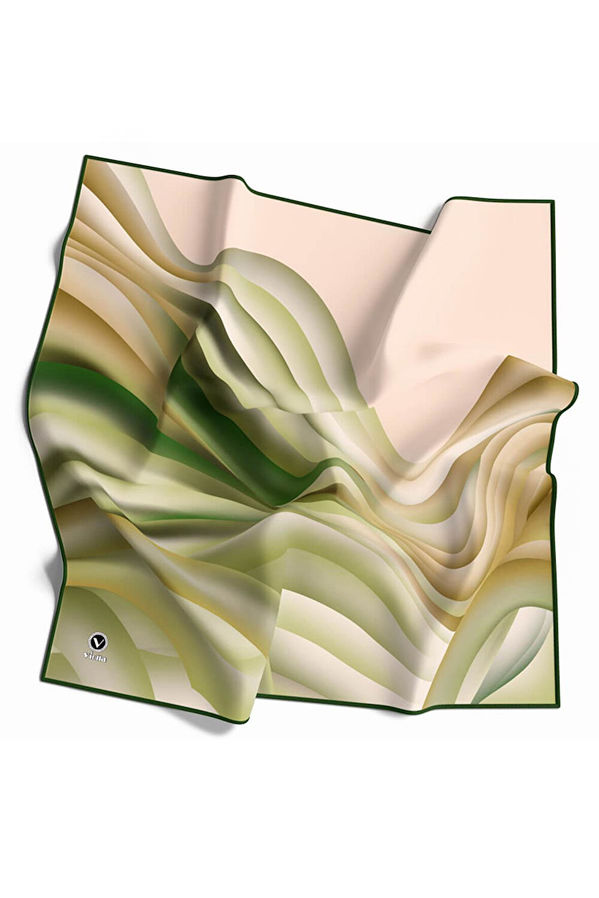 Kristal Geometrik Desenli Zümrüt Yeşili Renkli 90x90 Eşarp (İpek İçermez) Kenar Dikiş Şekli El Dikişli