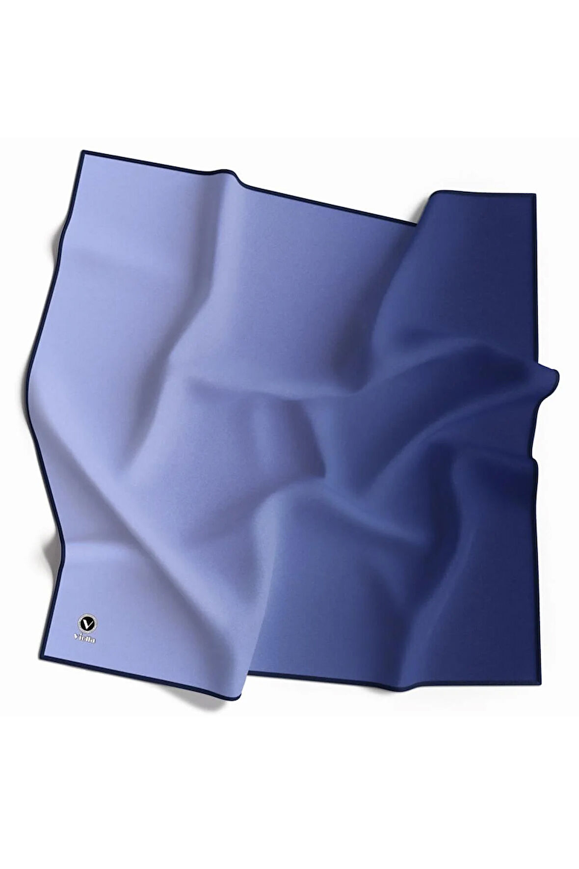 Kristal Degrade Desenli İndigo Renkli 90x90 Eşarp (İpek İçermez) Kenar Dikiş Şekli El Dikişli