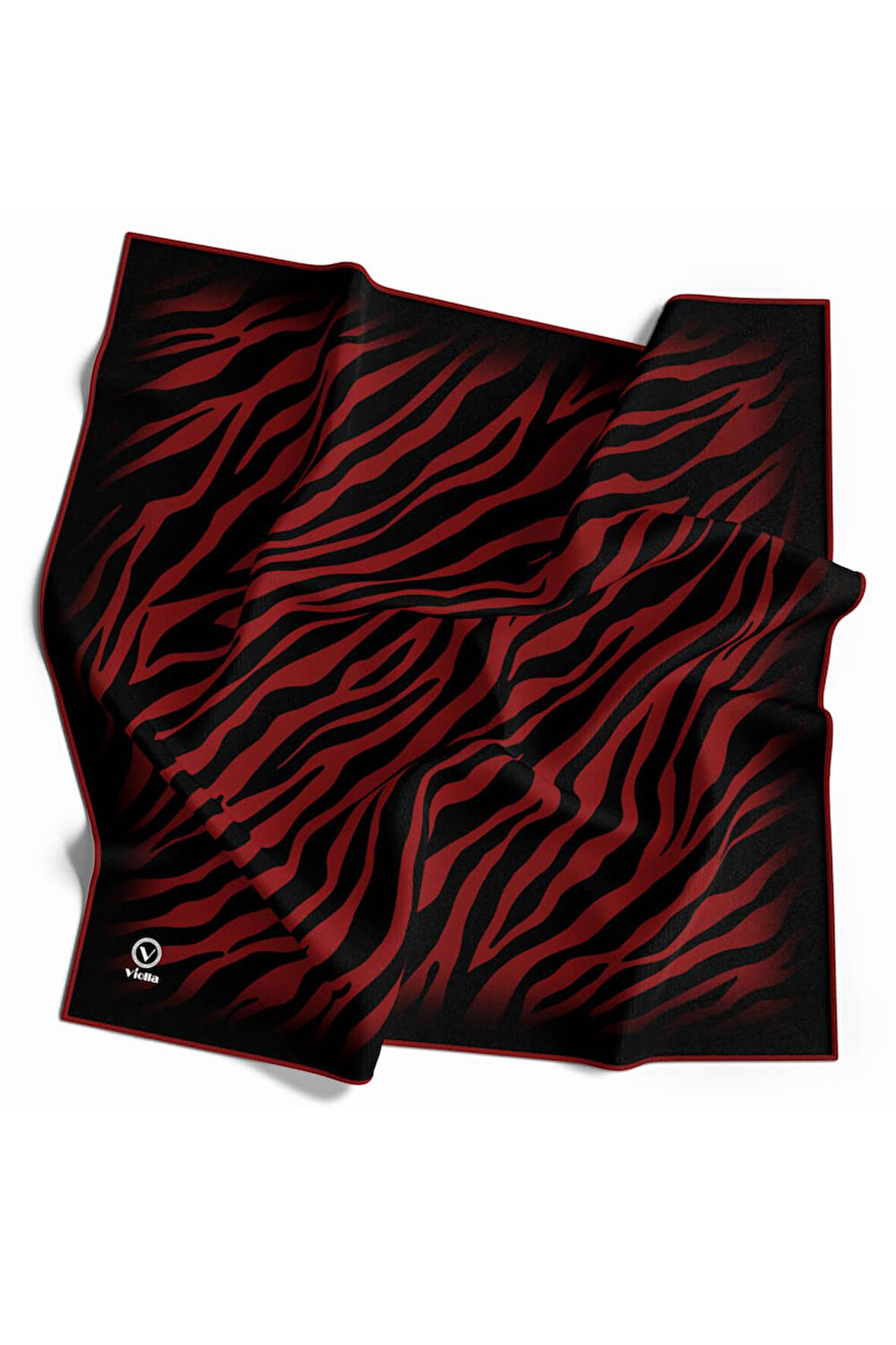 Twill Zebra Desenli Bordo Renkli 90x90 Eşarp (İpek İçermez) Dikim Şekli : El Dikişi
