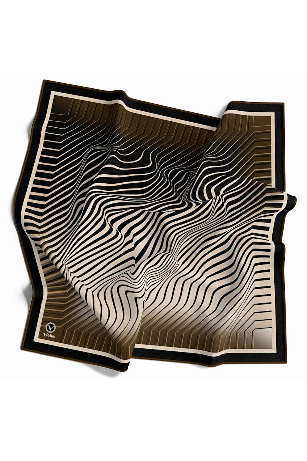 Twill Çizgili Desenli Hardal Renkli 90x90 Eşarp (İpek İçermez)