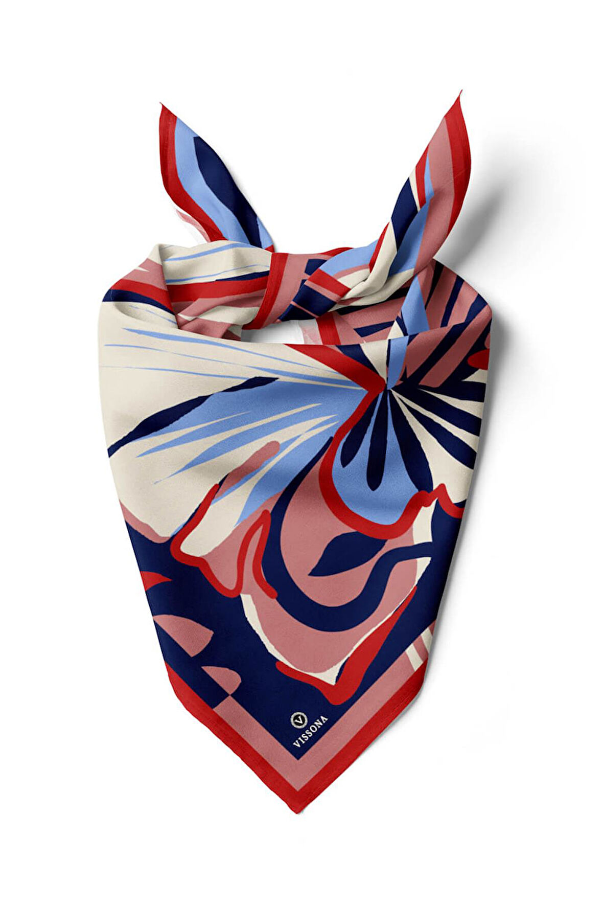 Saten İpek Kelebek Desenli Kadın Bandana