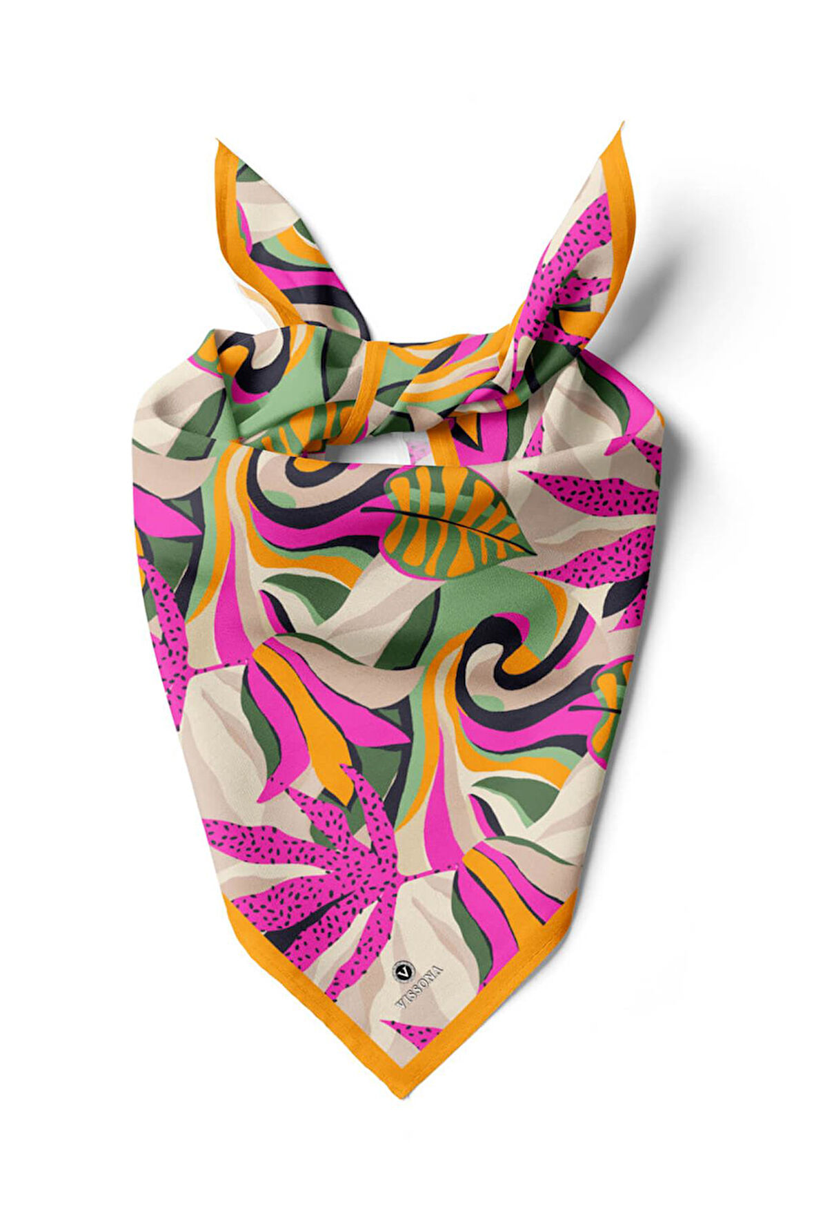 Saten İpek Geometrik Desenli Kadın Bandana