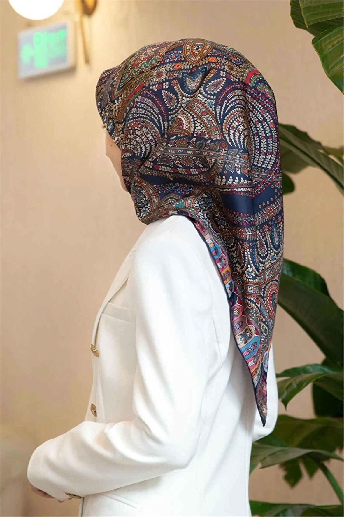 Vissona Twill İpek Eşarp Lacivert 60776-5