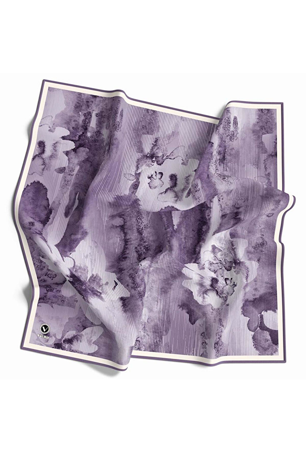 Twill Batik Desenli Lila Renkli 90x90 Eşarp (İpek İçermez) Dikim Şekli : El Dikişi