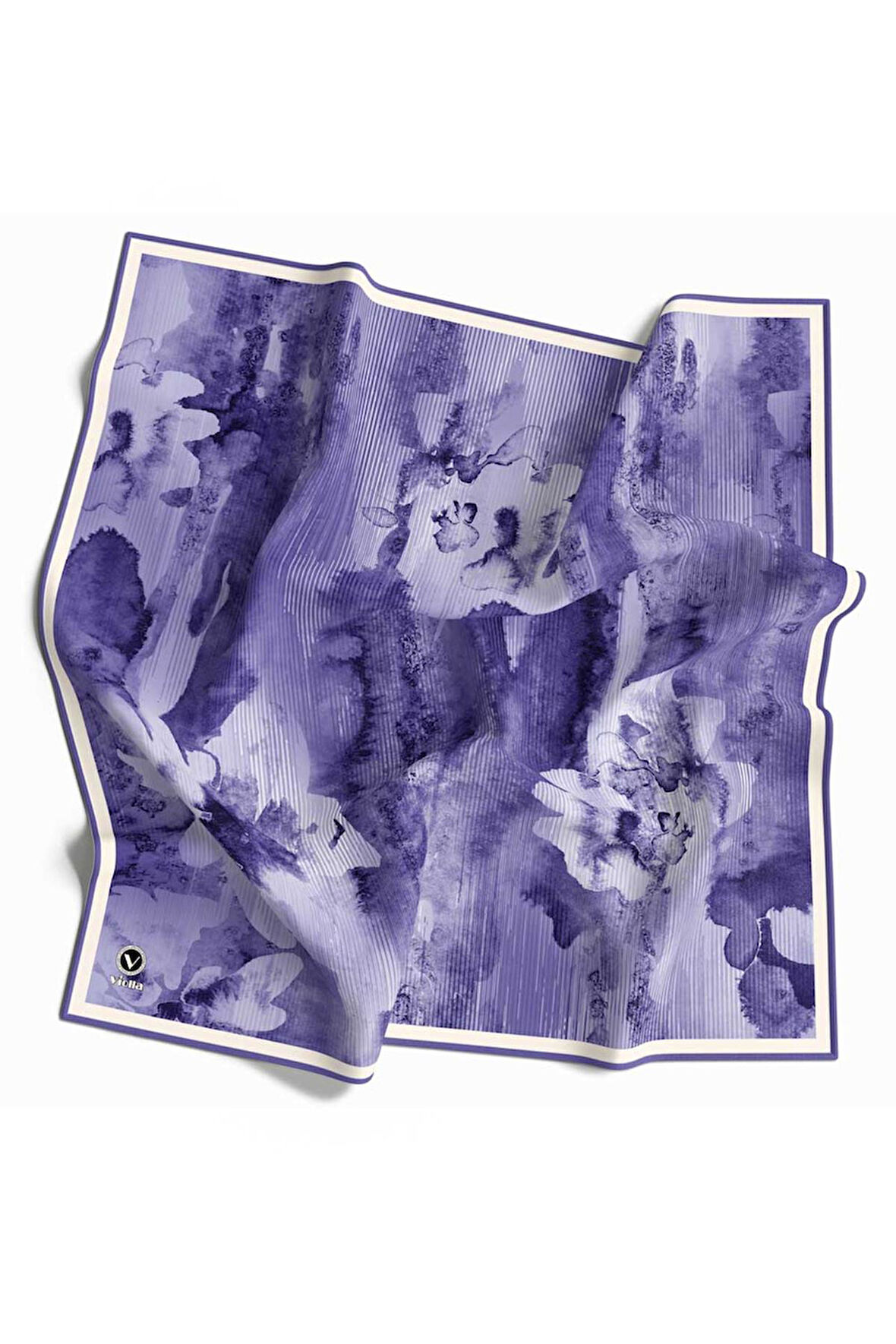 Twill Batik Desenli Saks Renkli 90x90 Eşarp (İpek İçermez) Dikim Şekli : El Dikişi