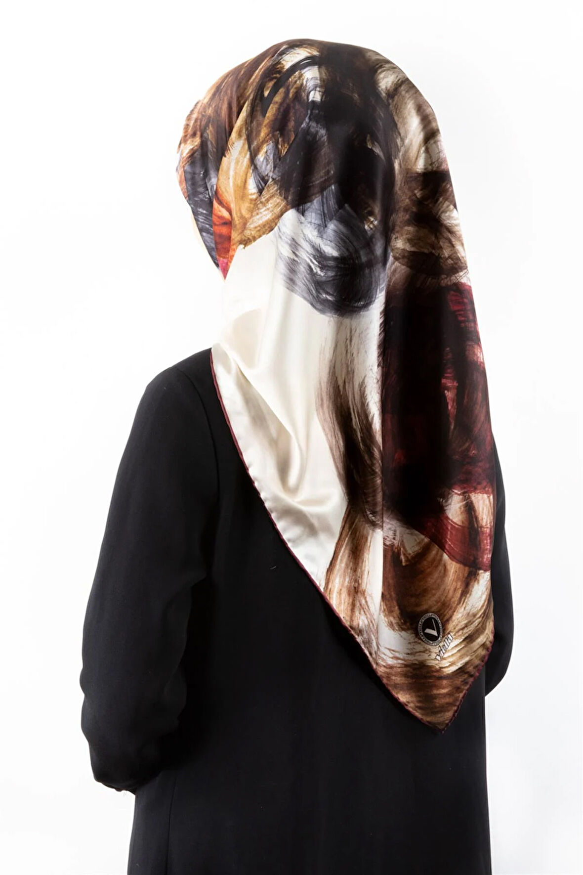 Twill Fırça Efektli Desenli Gül Kurusu Renkli 90x90 Eşarp (İpek İçermez) Kenar Dikiş Şekli El Dikişli