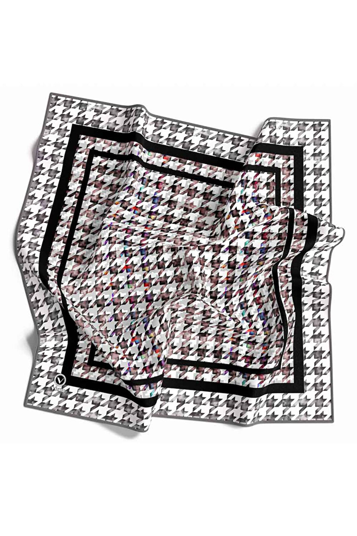 Twill Kazayağı Desenli Gri Renkli 90x90 Eşarp (İpek İçermez) Kenar Dikiş Şekli El Dikişli