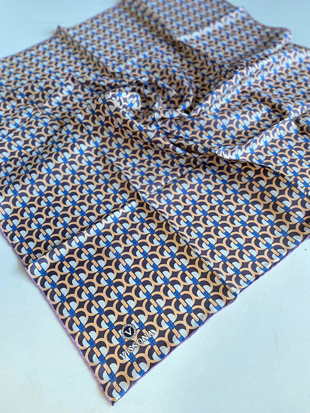 Vissona Tivil İpek Eşarp 60779 - 14 - 0020 - 0005 Somon Soyut Desen