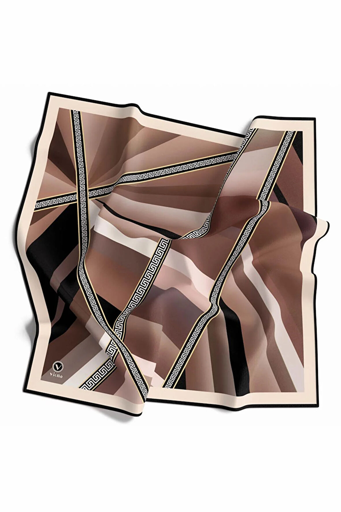 Kristal Geometrik Desenli Somon Renkli 90x90 Dikim Şekli : El Dikişi Eşarp (İpek İçermez)