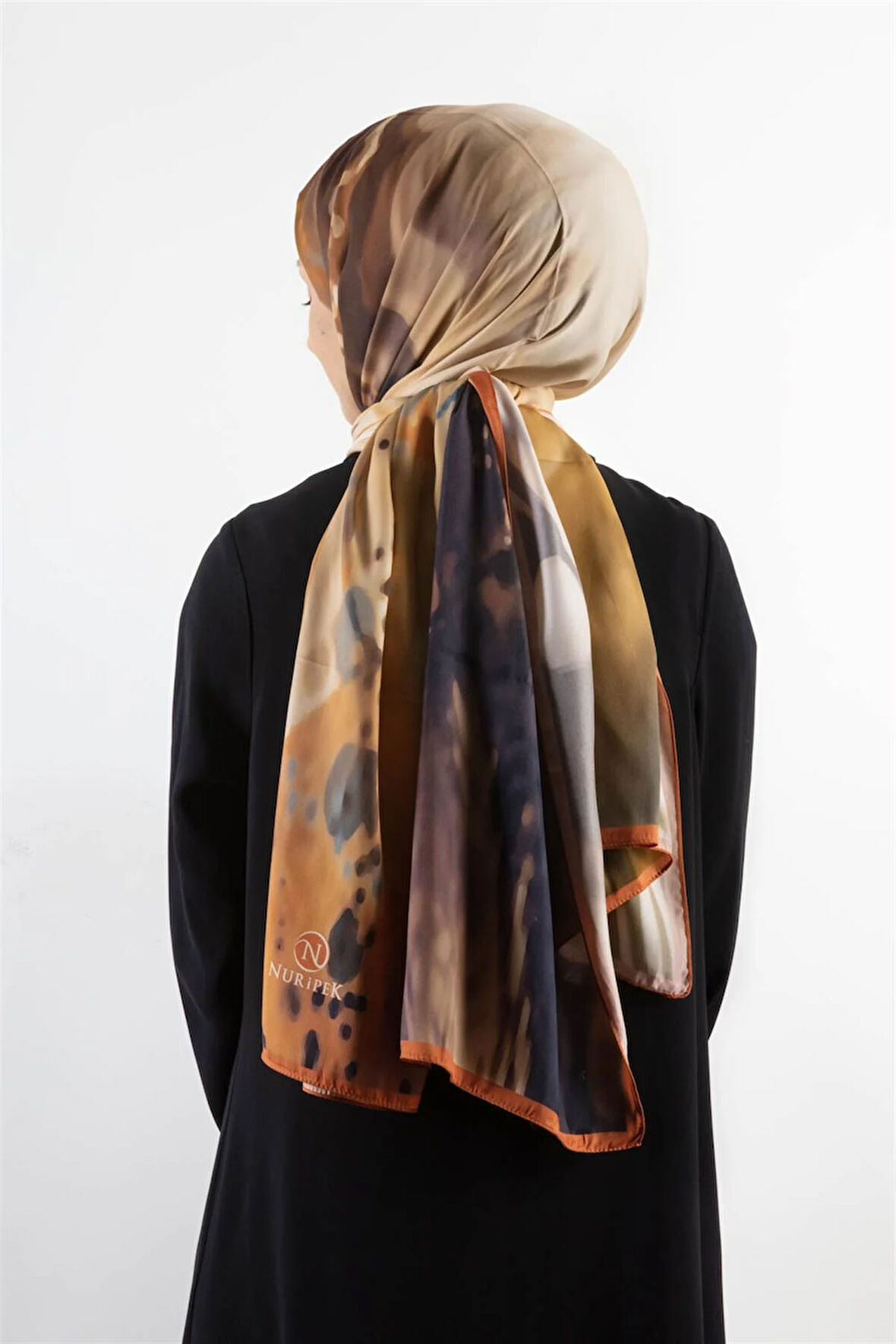 SÜVARİ ŞAL SOYUT DESENLİ SOMON RENKLİ 75X210 ŞAL İTALYAN DİKİŞLİ