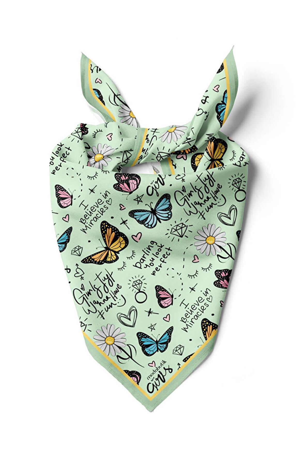 Z1 Modabutik Kelebek Desenli Bandana