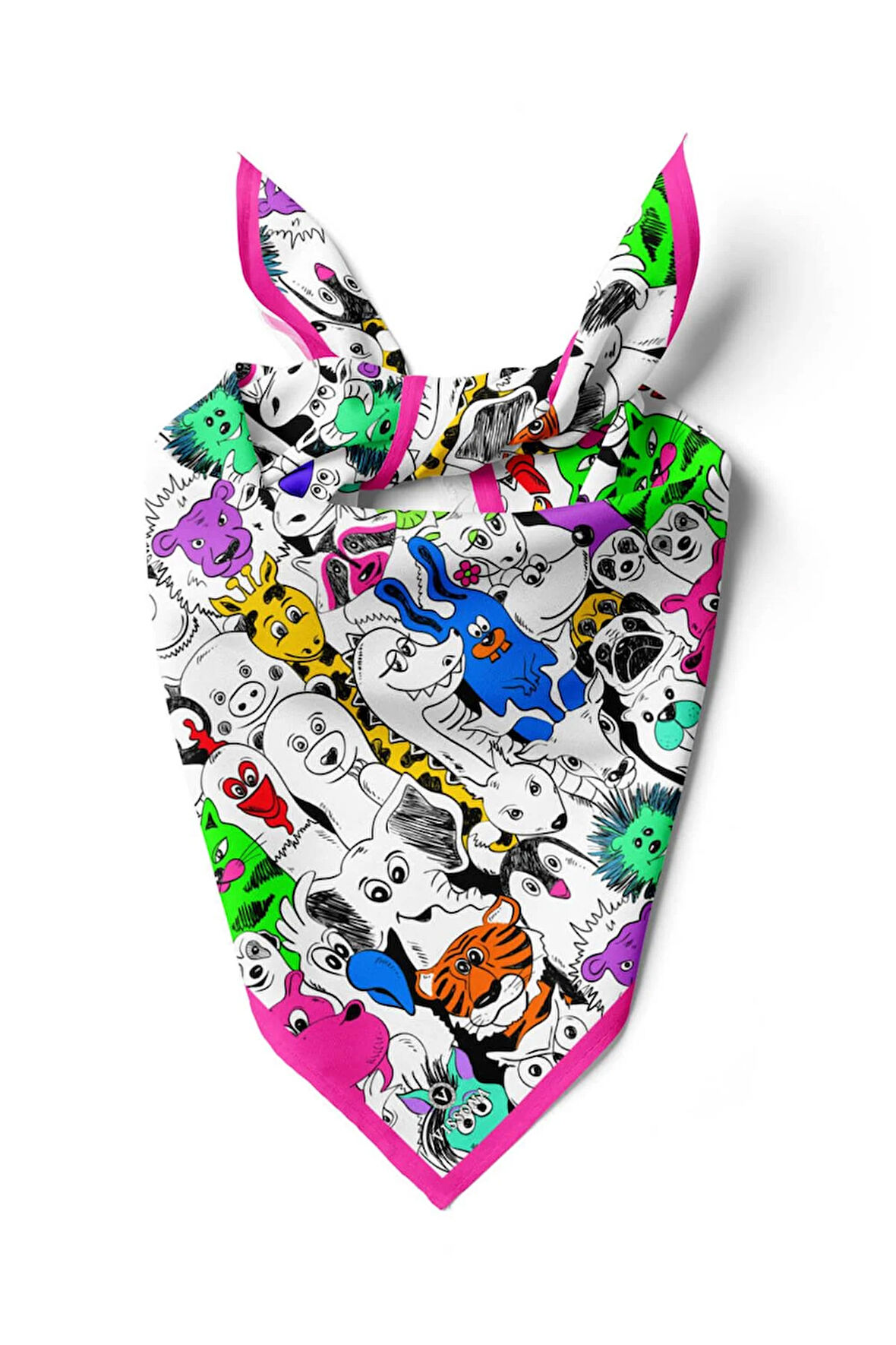 %100 İPEK HAYVAN DESENLİ KADIN BANDANA 50X50