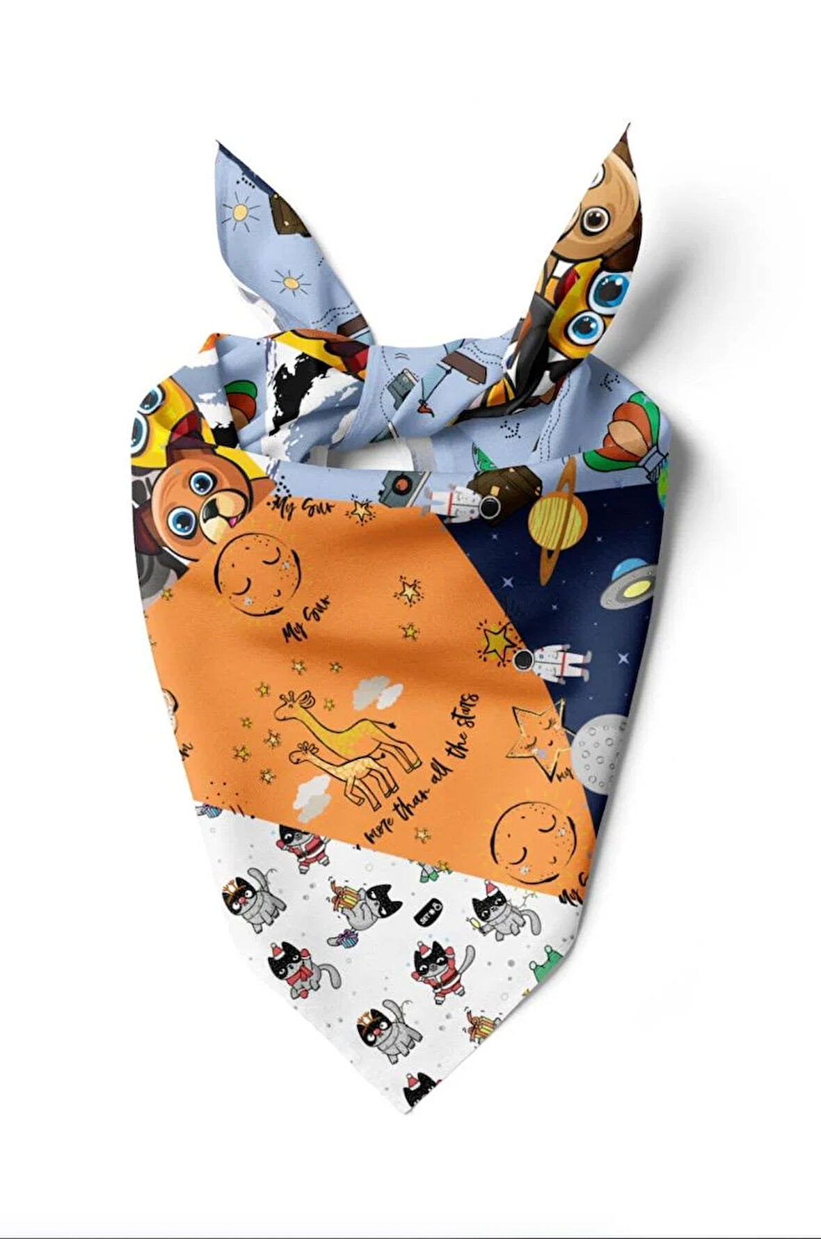 H39 Özel Üretim Dog Desenli Köpek Bandanası Turuncu 50x50 DG2072
