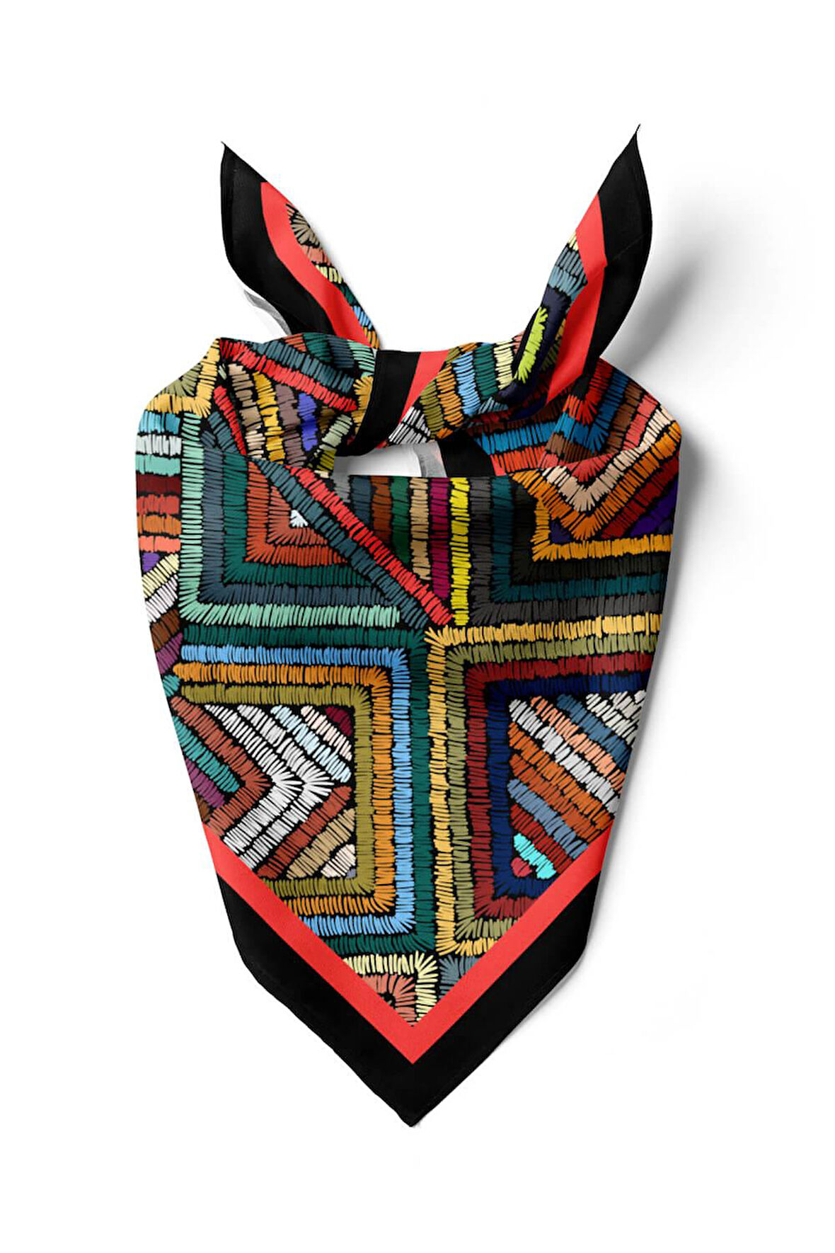 Kadın Çok Renkli Otantik  Desenli 50x50 Bandana HYL DG0788-22