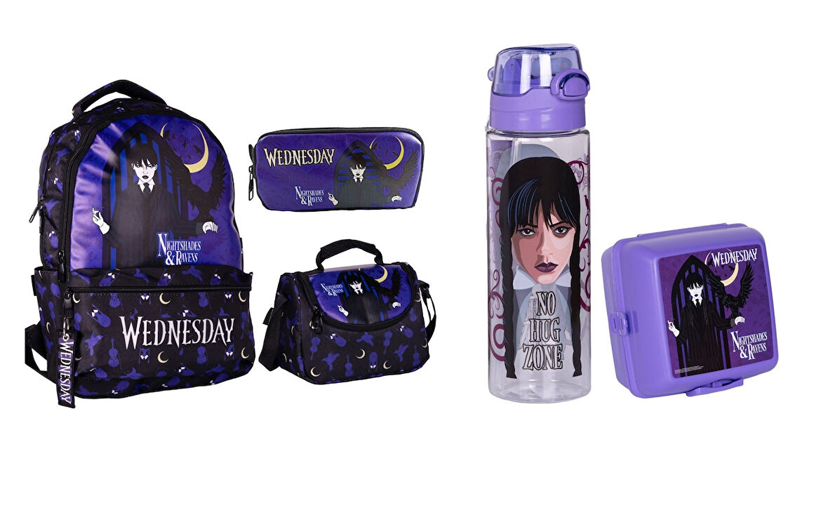 WEDNESDAY Okul Çantası Nightshades & Ravens ( 5 PARÇA SET)