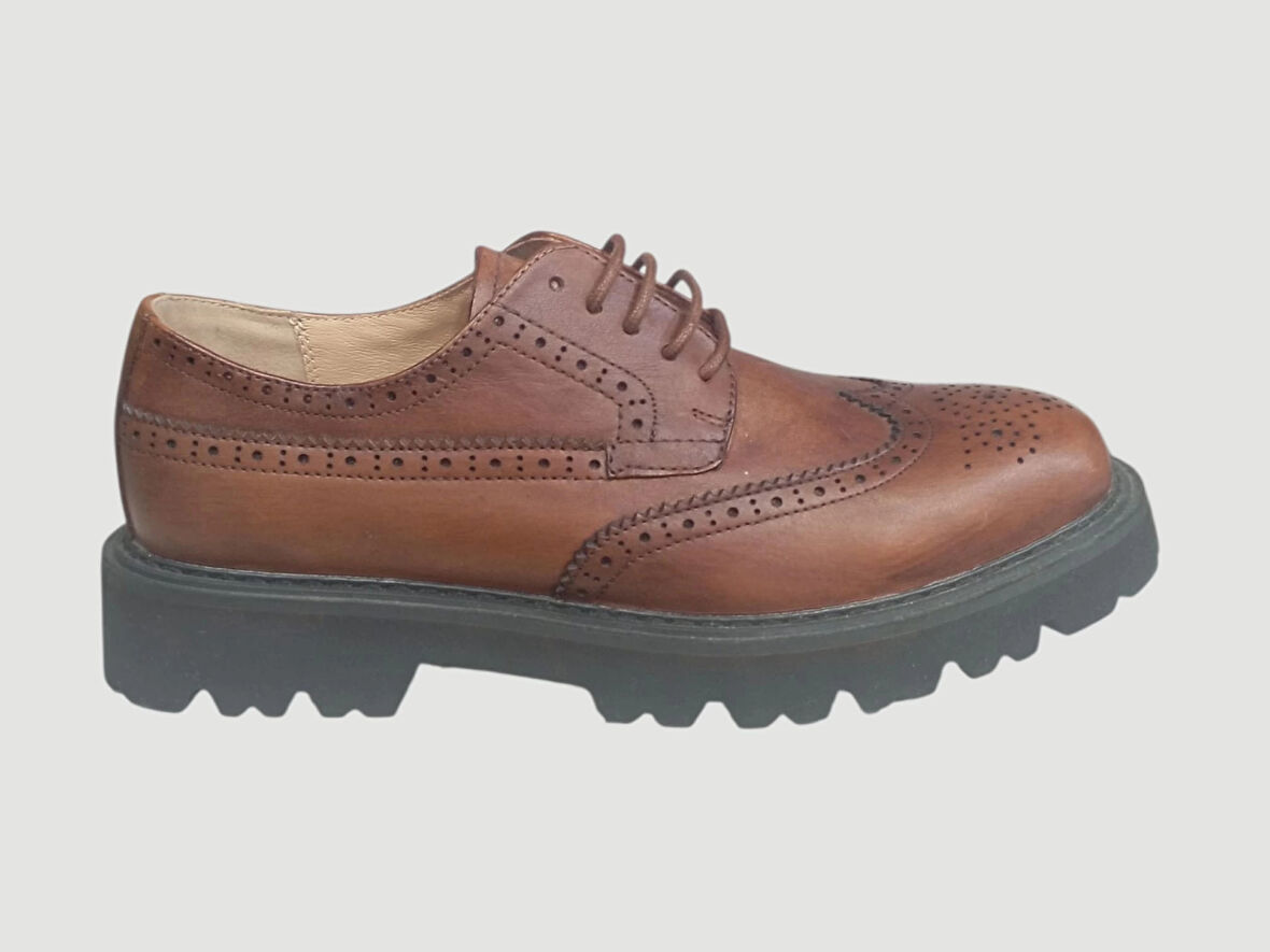 LUFIAN MARY KADIN DERİ KAHVERENGİ OXFORD AYAKKABI