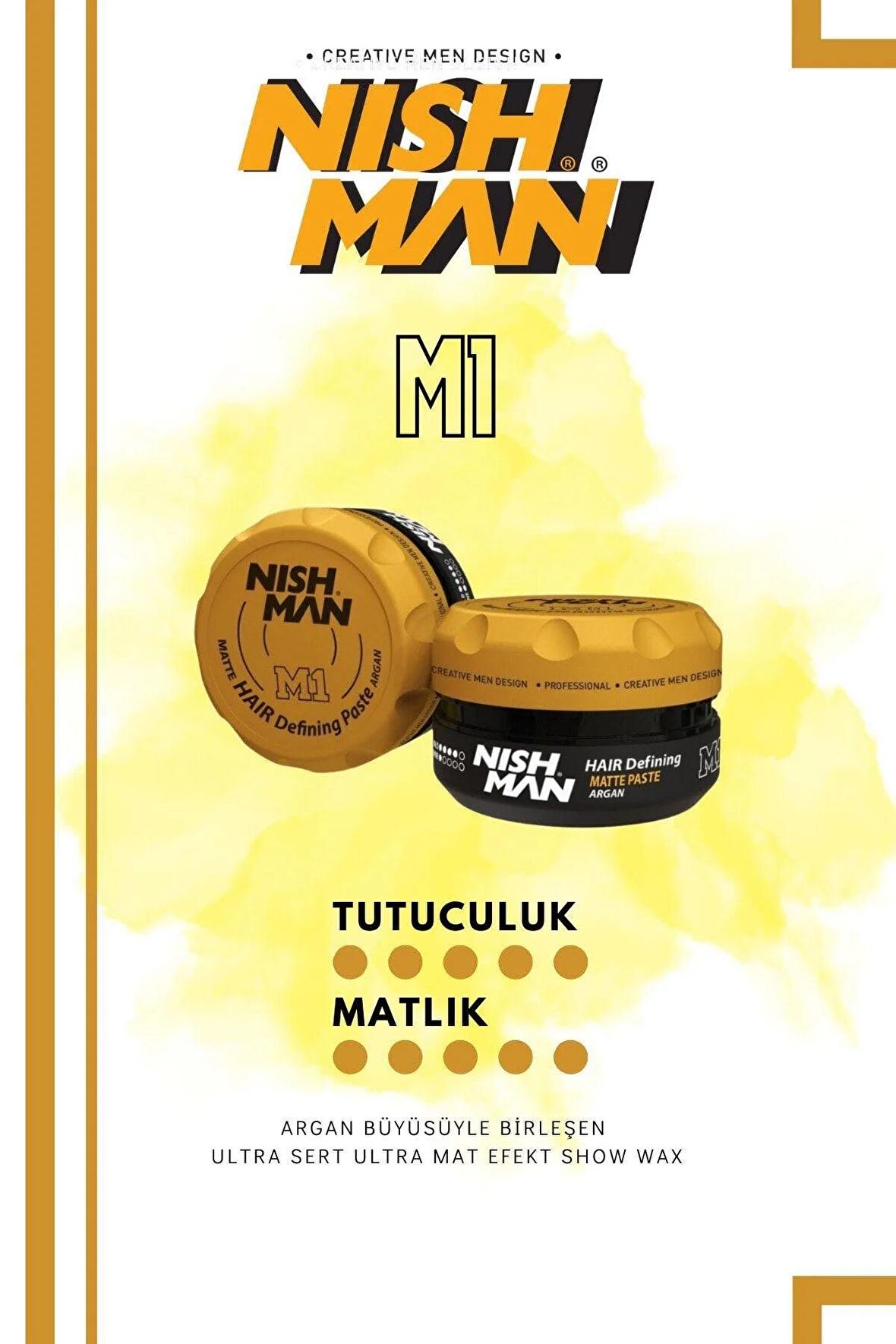 M1 Argan Saç Şekillendirici Ultra Sert Mat Wax / Sert Ve Sık Saçlara Yönelik 100 Ml