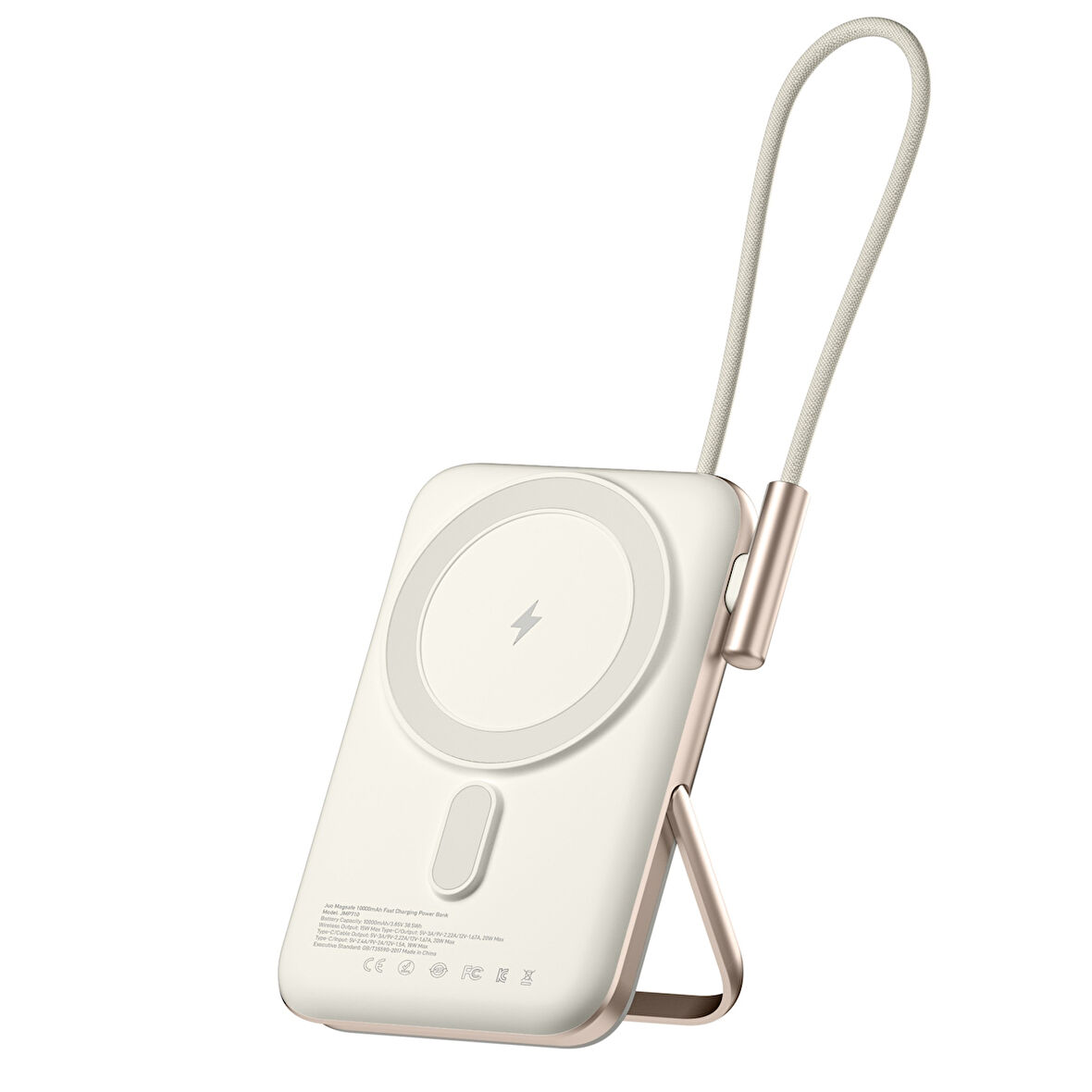 Juo Magsafe Powerbank 10000mAh Standlı 20W Dahili Type-C Kablolu Taşınabilir Hızlı Şarj Cihazı Beyaz