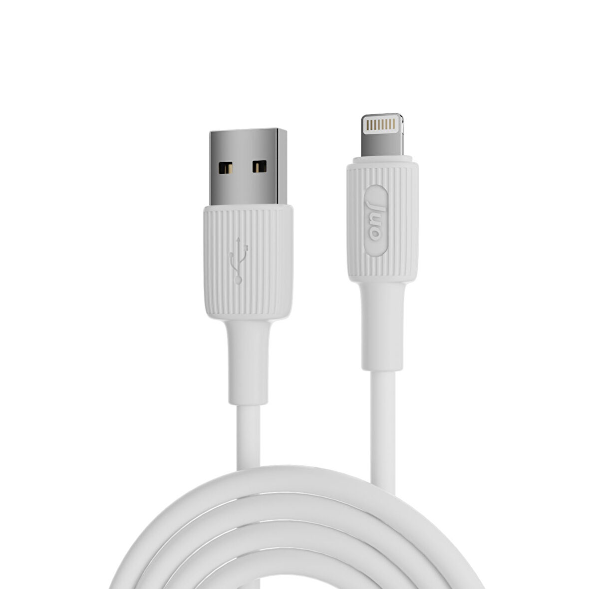 Juo 12W 2.4A USB-A to Lightning iPhone iPad Silikon Hızlı Şarj ve Data Kablosu Beyaz 1 Metre