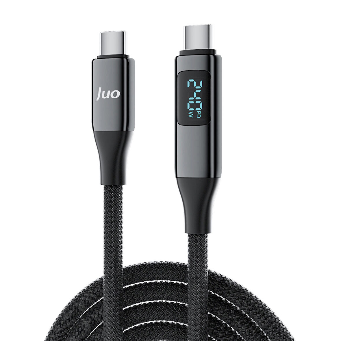 Juo 240W USB 3.1 Gen2 10Gbps E-Mark Çipli Led Display 4K 60Hz Görüntü ve Type-C Hızlı Şarj Kablosu 1.25 Metre