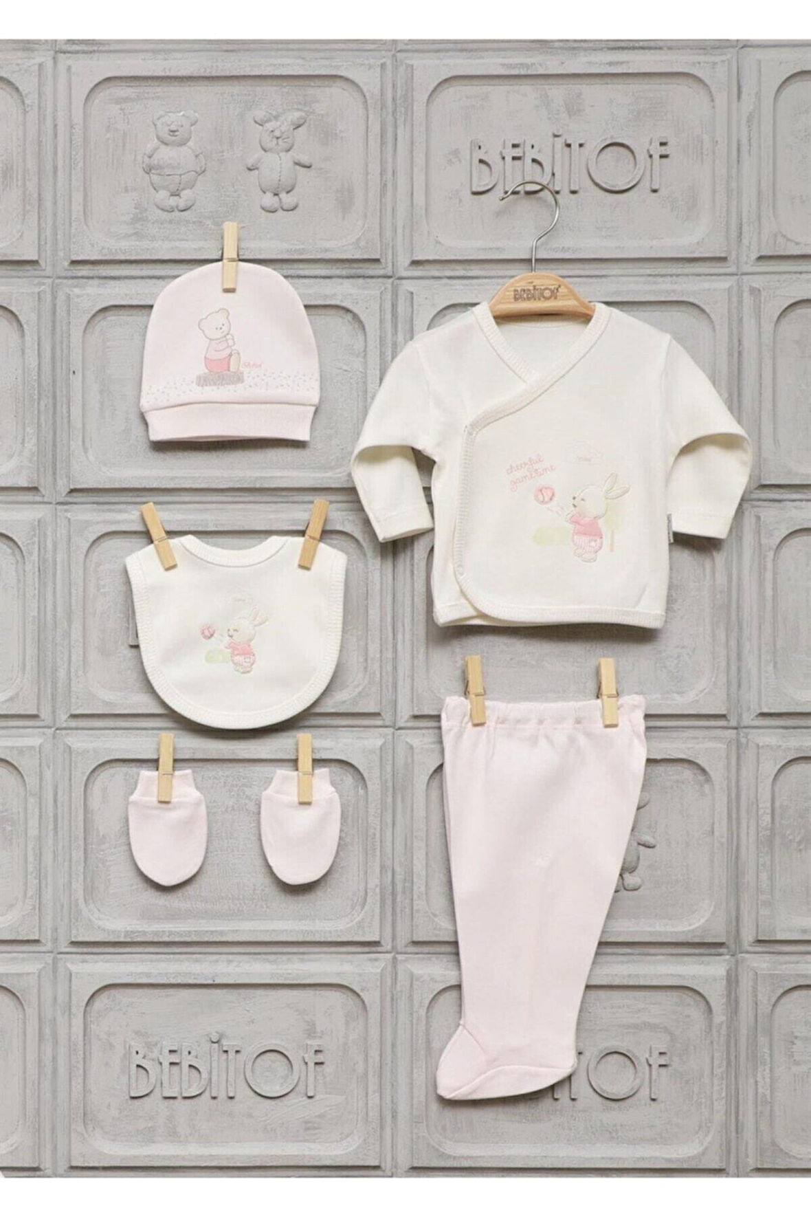 Kız Bebek Pembe 5'li Hastane Çıkış Seti 20002