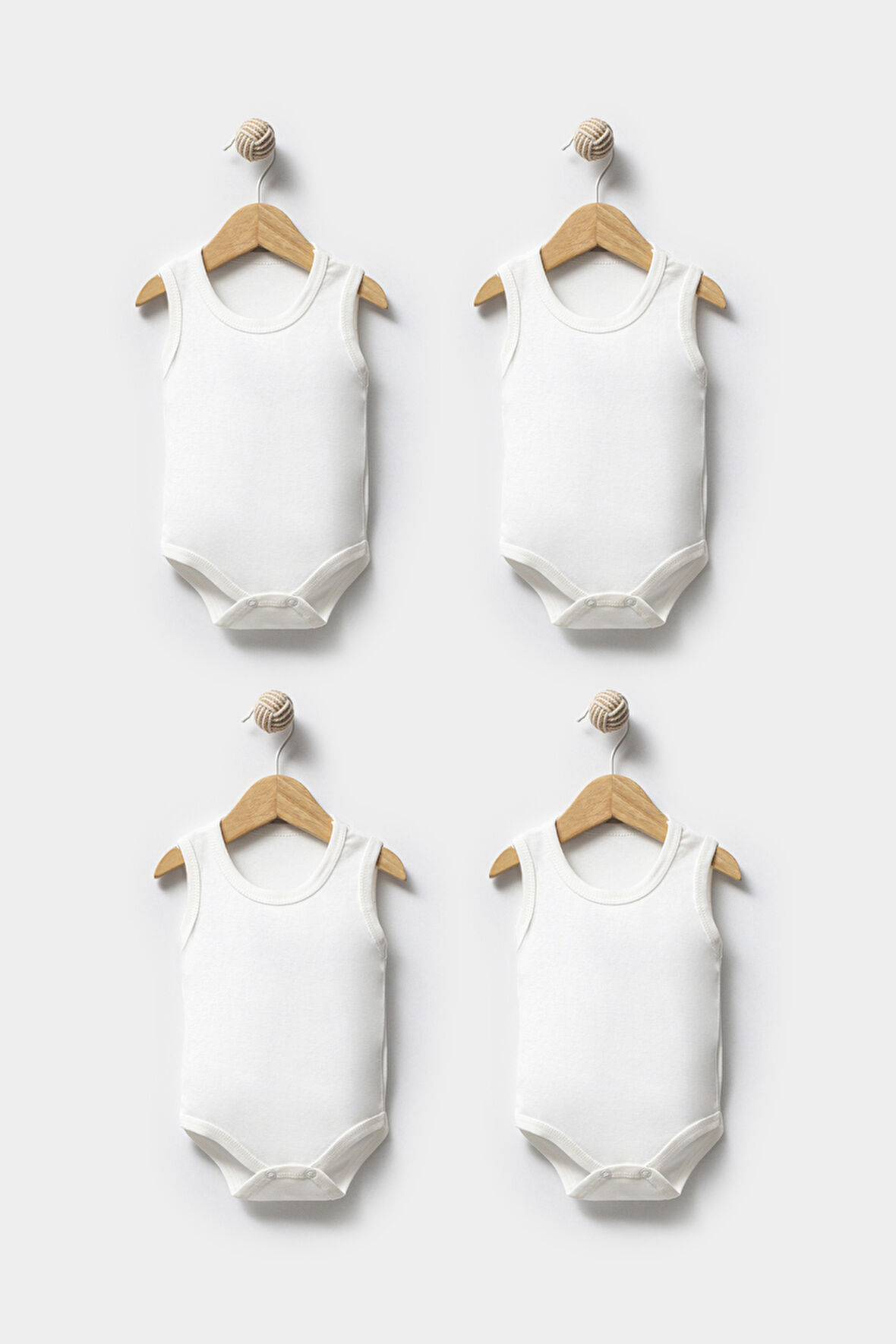 Bebek Basic Ribana Bisiklet Yaka 4'lü Atlet Body %100 Pamuk