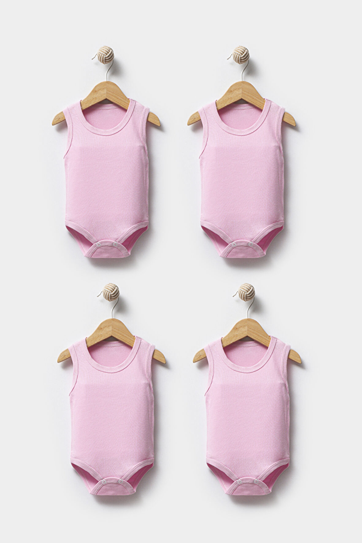 Bebek Basic Ribana Bisiklet Yaka 4'lü Atlet Body %100 Pamuk