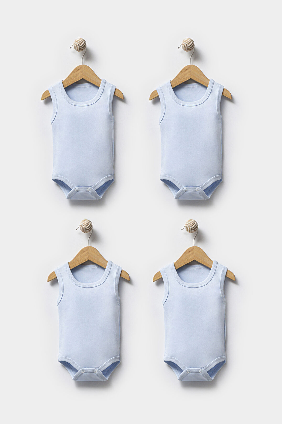 Bebek Basic Ribana Bisiklet Yaka 4'lü Atlet Body %100 Pamuk